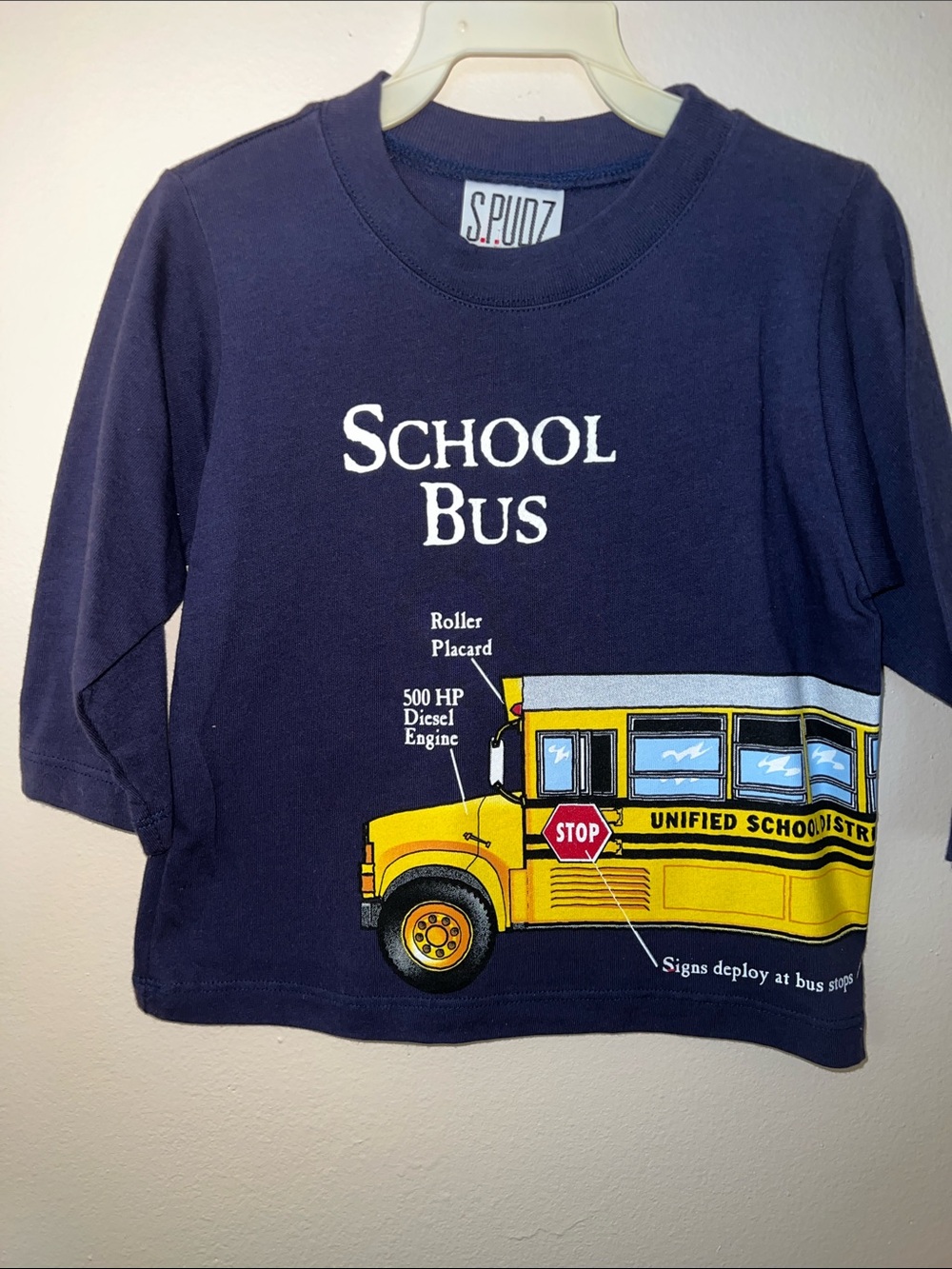 S.P.UDZ Vintage Navy "School Bus" Graphic Wrap Around Tee for Kids